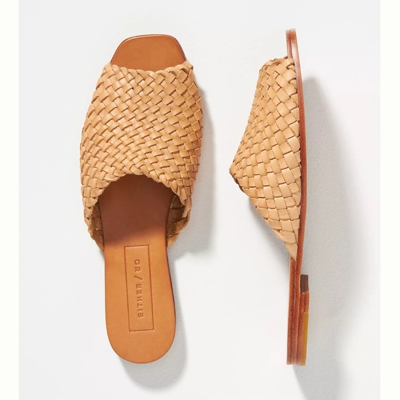 Anthropologie Shoes - Anthropologie Woven Slide Mules in Light Tan